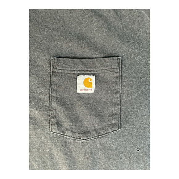 Carhartt T-Shirt Black Front Pocket Shirt Distressed  Sz XL Distressed - Picture 2 of 7
